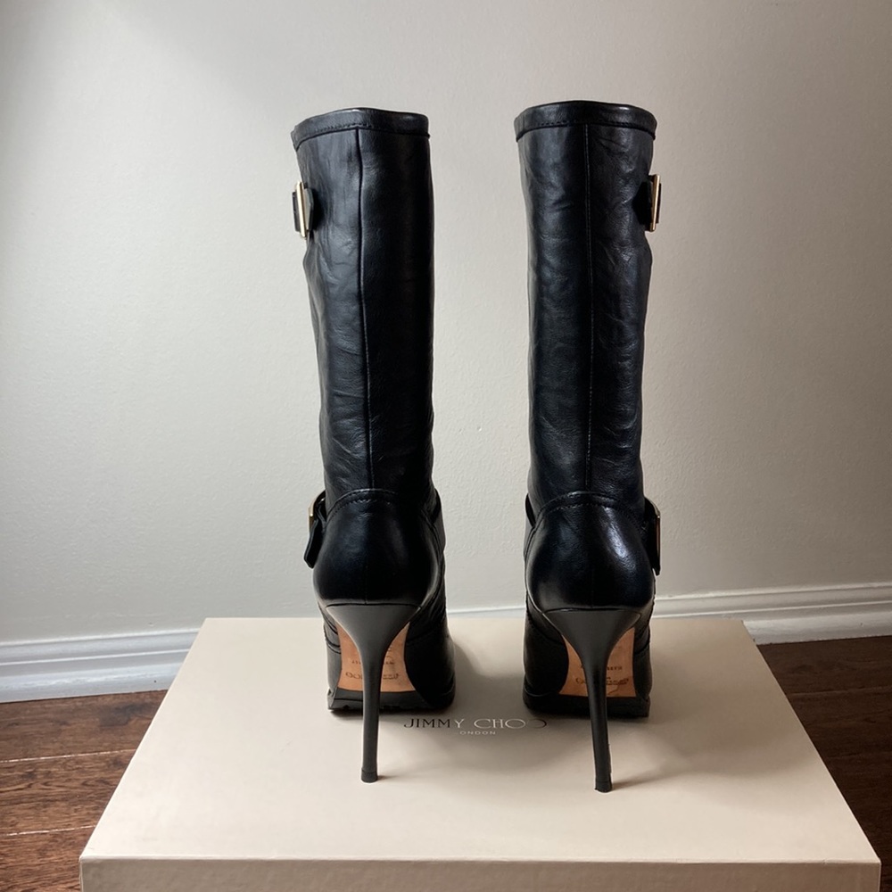 Jimmy Choo biker leather unlined heeled boots - Picture 8 of 15
